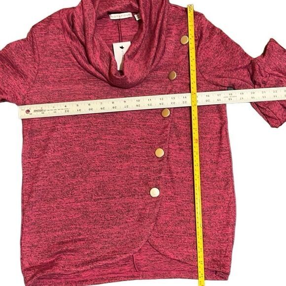 Notations Womens Top Sz XLP Heathered Rust Pullover Cowl Neck Asymmetrical NWT - Picture 6 of 6